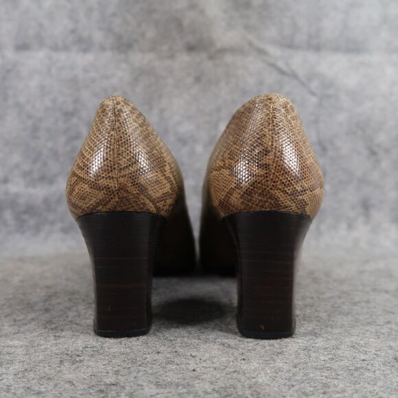 Stuart Weitzman Shoes Womens 9 Pumps Snakeskin Print Leather Fashion Heels Brown - Picture 8 of 14